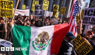 Which other US cities have joined LA in protesting over immigration raids?
