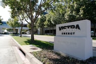 A file photo shows a Vistra sign.