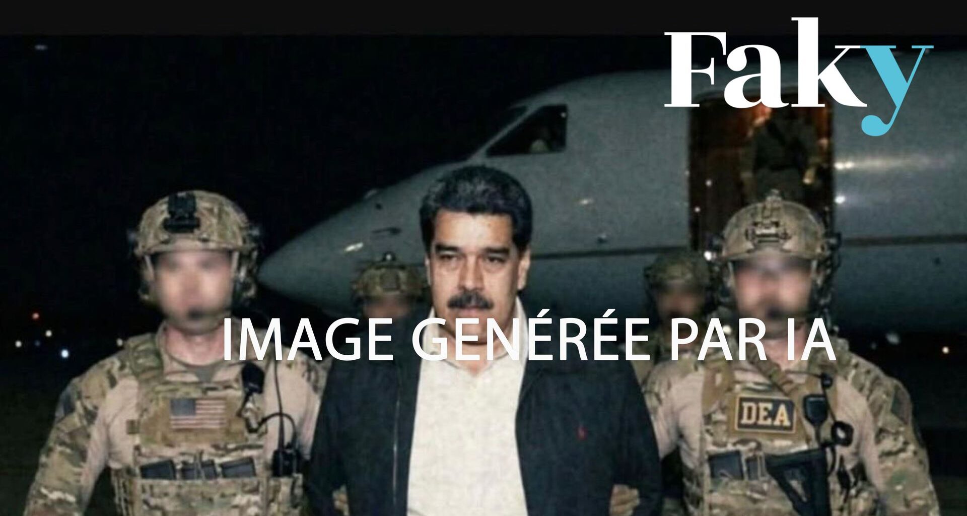 Cette image de Nicolas Maduro capturé et entouré par des agents de la DEA est fausse