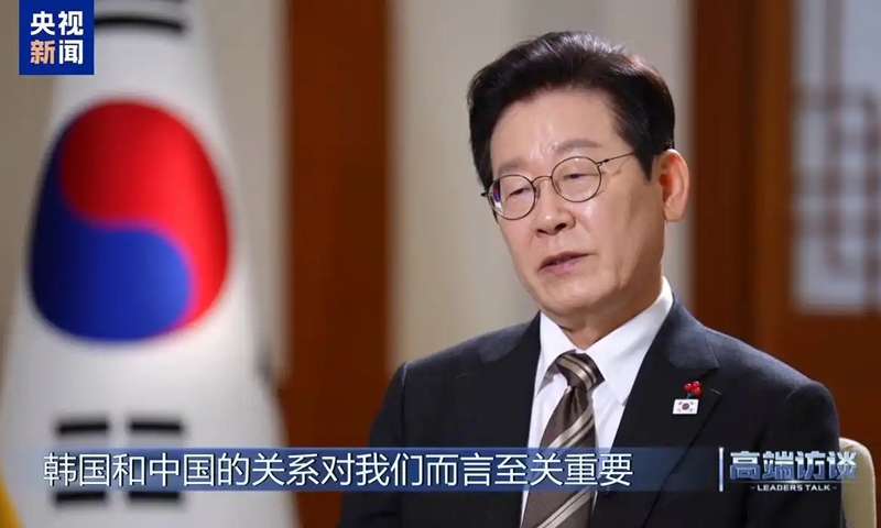 South Korean President Lee Jae-myung gives an interview with CCTV News that aired on January 2, 2026. Photo: screenshot from CCTV