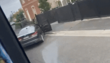 Screams as shots fired, car crashes into school bus