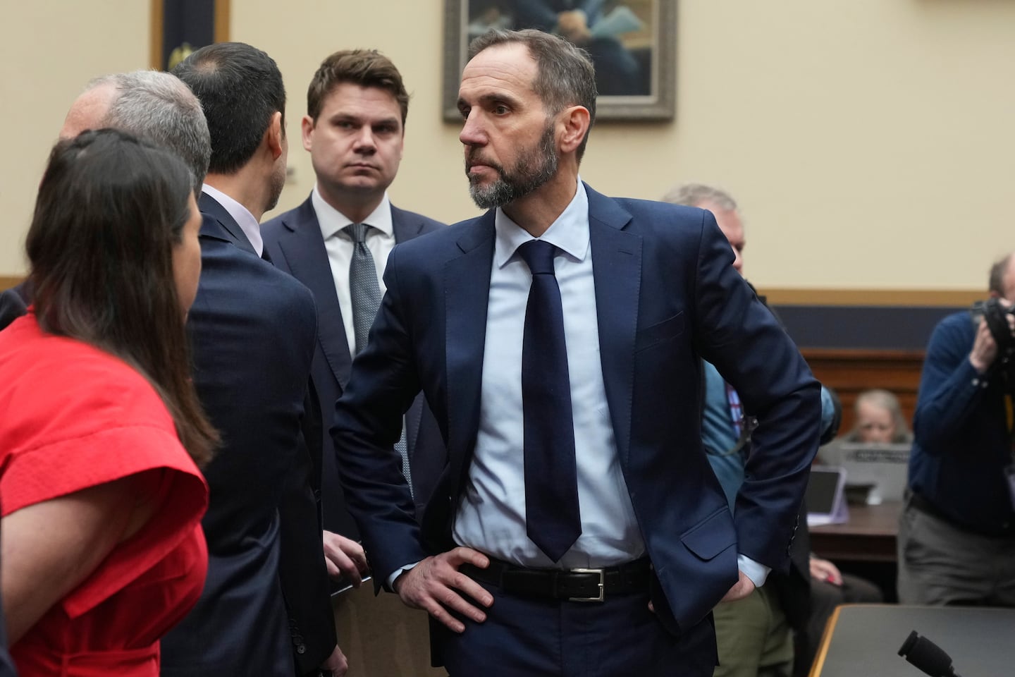 Former Justice Department special counsel Jack Smith stands as he waits to testifies before the House Judiciary Committee about his investigations into President Trump, Thursday, Jan. 22, 2026 at the Capitol in Washington. 