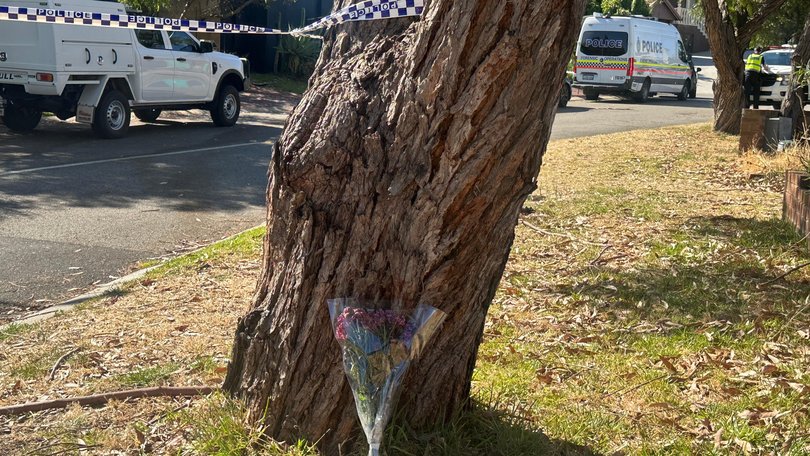 A solitary floral tribute on Mott Place in Mosman Park. 