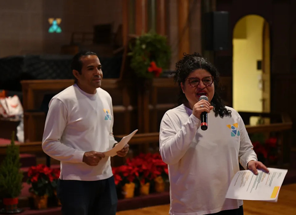 Niurka Meléndez, right, and her husband Héctor, left, founded the nonprofit Venezuelans and Immigrants Aid in New York City after fleeing their native Venezuela with their son, in 2015.