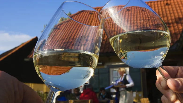 Drinking wine at an Austrian Buschenschank