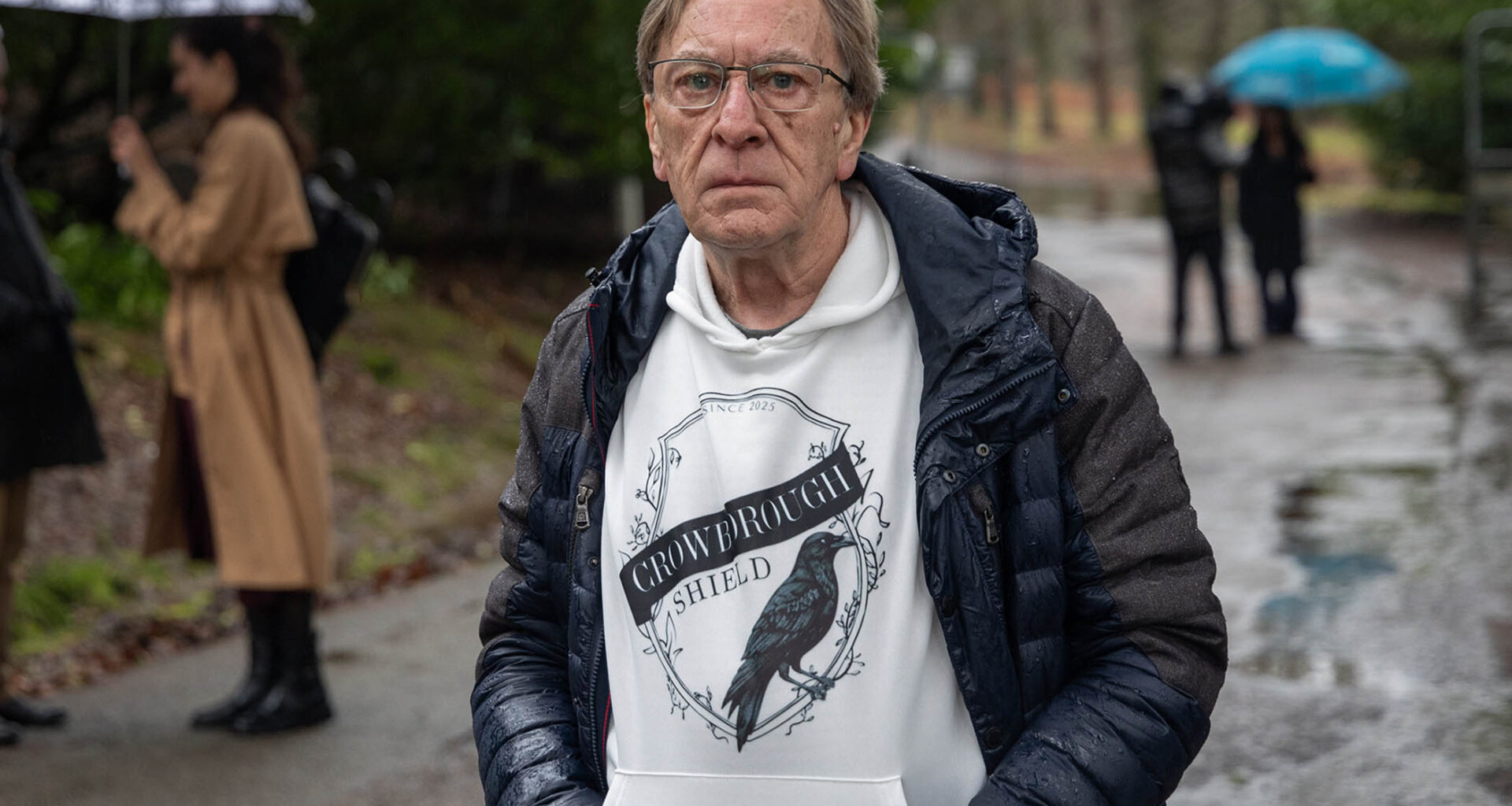Andrew Tuck was one of the protesters gathered near the entrance of the army barracks being used to house asylum seekers