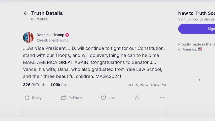 Trump names running mate