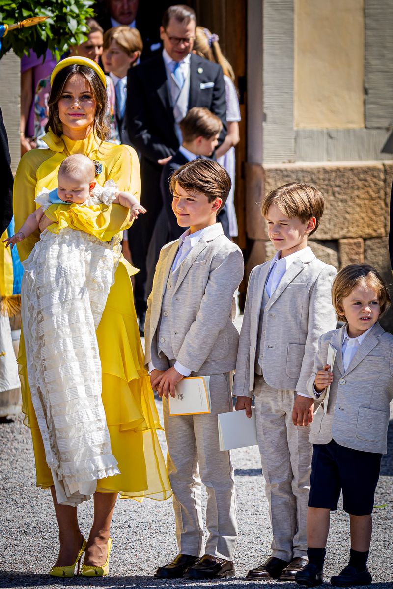 Prince Carl Philip of Sweden, Princess Sofia of Sweden, Prince Alexander of Sweden, Prince Gabriel of Sweden, Prince Julian of Sweden, and Princess Ines of Sweden 