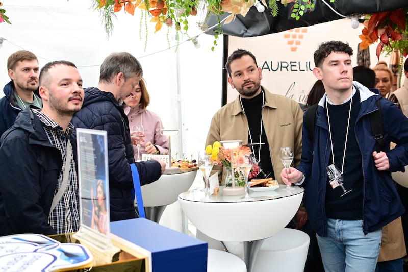 A tasting session at Aurelius Wines during National Wine Day in Chisinau’s National Assembly Square. Photograph: Gicu Isac