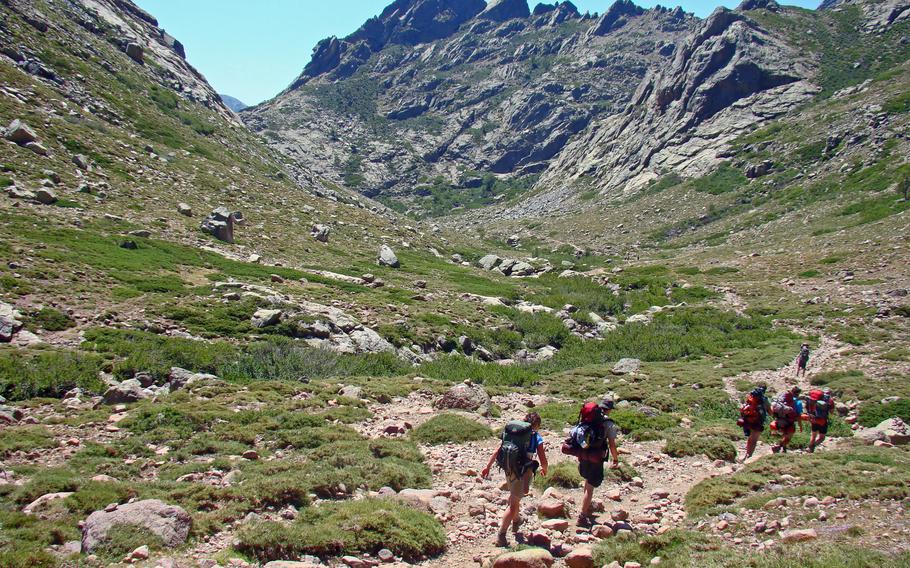 The GR 20 traverses rough terrain across the island of Corsica.