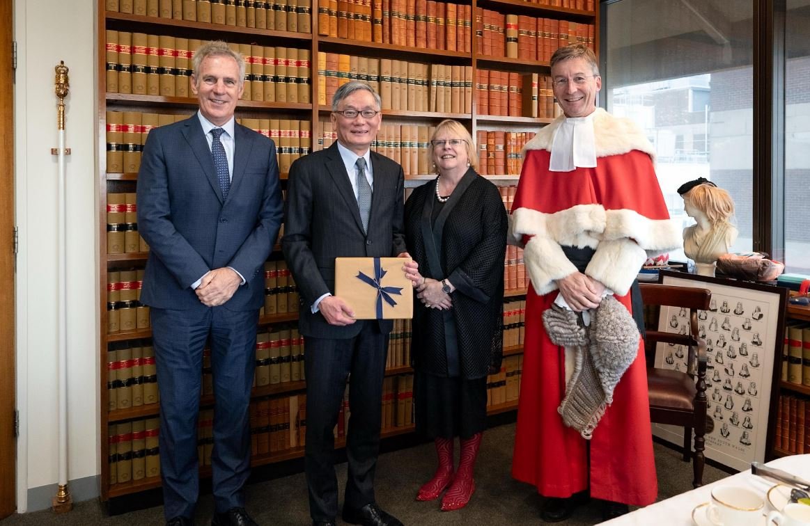 Hong Kong Chief Justice Andrew Cheung (second from left) meeting with the Acting Chief Justice and the President of the Court of Appeal of the Supreme Court of New South Wales, Justice Julie Ward (second from right), during his visit to the court in Sydney on March 24, 2025. Source: The Government of the Hong Kong Special Administrative Region.