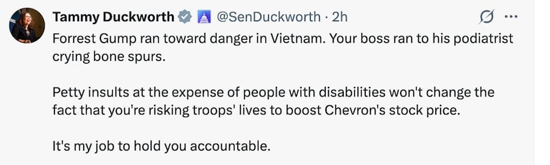 Duckworth clapped back at Vance.