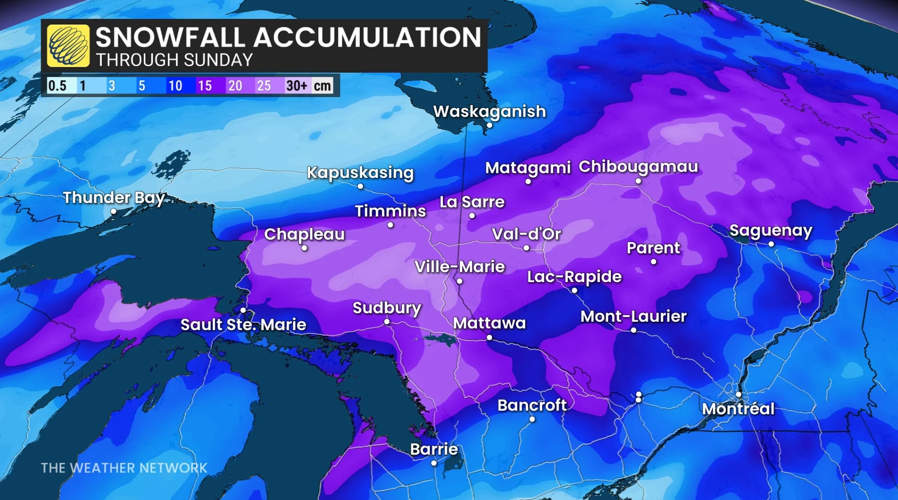 Baron - Northern Ontario snow through Sunday - Jan 7