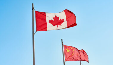 Flags of Canada and China