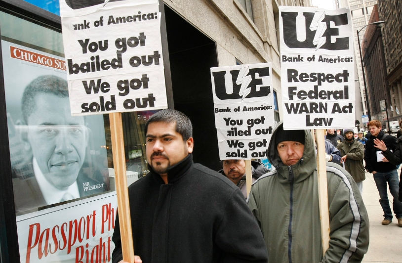 Demonstrators march through downtown Chicago