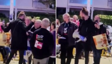 Right-wing activist uses pepper spray on anti-government protesters