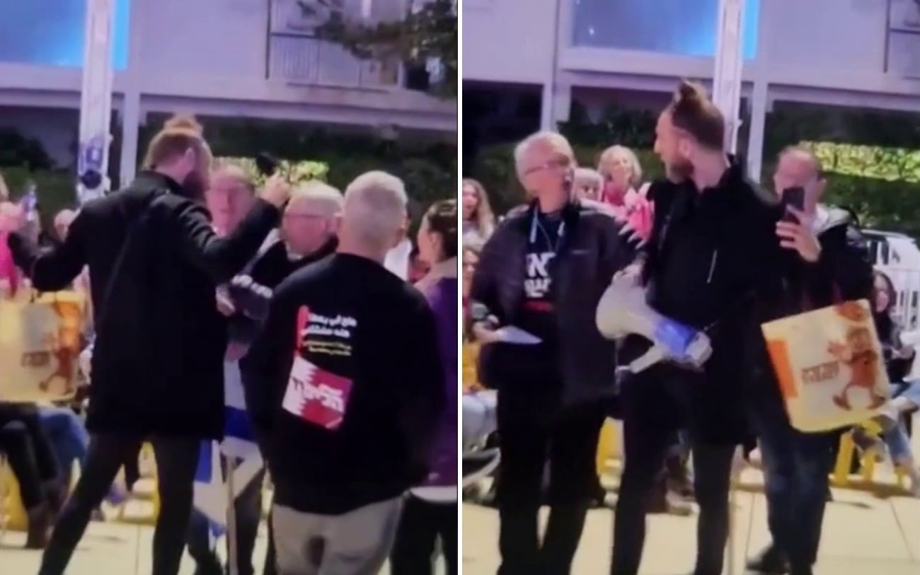 Right-wing activist uses pepper spray on anti-government protesters