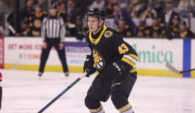 Dans Locmelis skating for the Providence Bruins