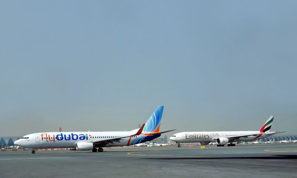 Emirates and flydubai aircraft