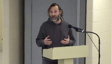 Bill Scher, political pundit and husband of Northampton Mayor Gina-Louise Sciarra, spoke during a Northampton School Committee on Thursday.