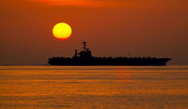 U.S. 5TH FLEET AREA OF RESPONSIBILITY (Jan. 5, 2012) The Nimitz-class aircraft carrier USS John C. Stennis (CVN 74) operates in the Arabian Sea during sunset. John C. Stennis is deployed to the U.S. 5th Fleet area of responsibility conducting maritime security operations, theater security cooperation efforts and support missions for Operation Enduring Freedom. (U.S. Navy photo by Yeoman 3rd Class James Stahl/Released)