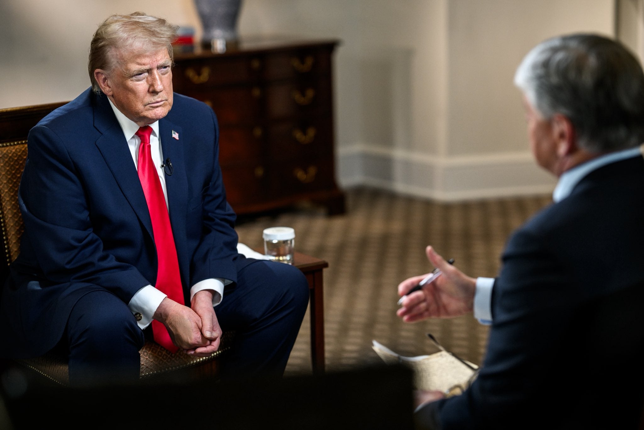 President Donald Trump sits down for an interview with Fox News' Sean Hannity that aired Thursday night