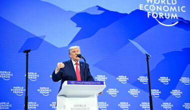 President Donald Trump speaks Wednesday during the World Economic Forum's annual meeting in Davos, Switzerland. (Mandel Ngan/AFP via Getty Images)