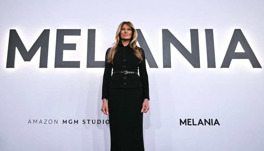 US First Lady Melania Trump attends the world premiere of Amazon MGM Studios' "Melania" at the Kennedy Center in Washington, DC, on January 29, 2026. (Photo by Brendan SMIALOWSKI / AFP)
