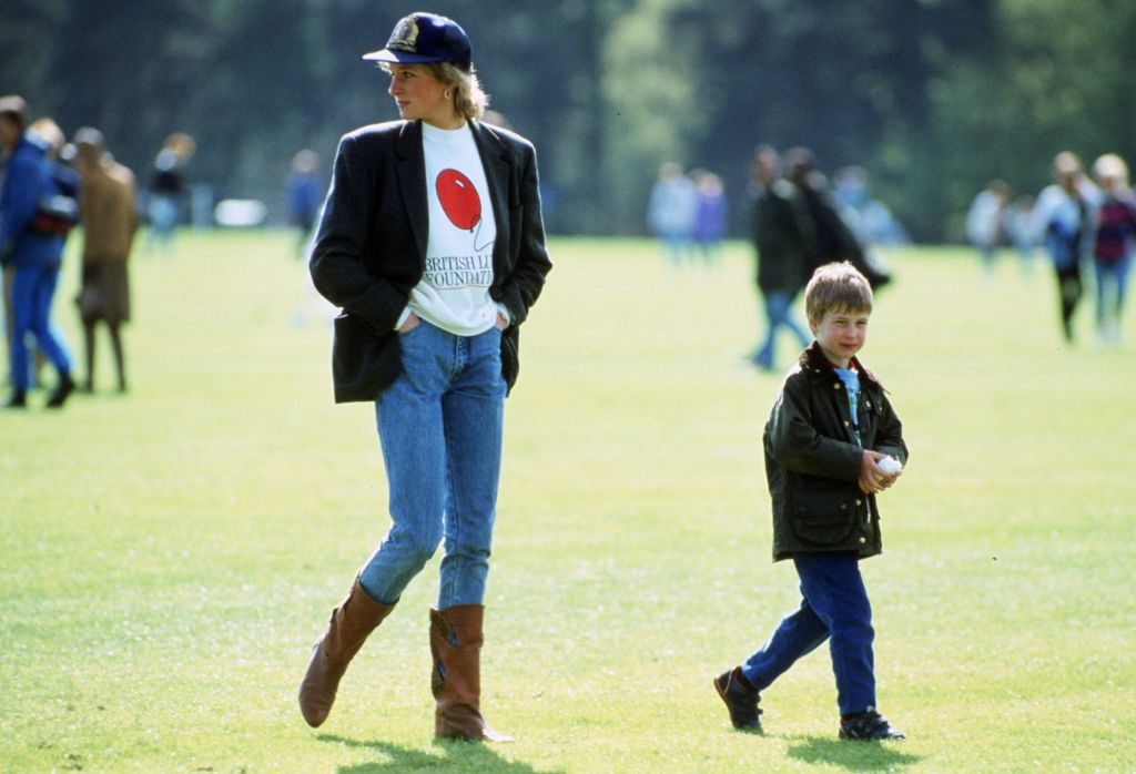 Prince William with his mother Diana, Princess of Wales