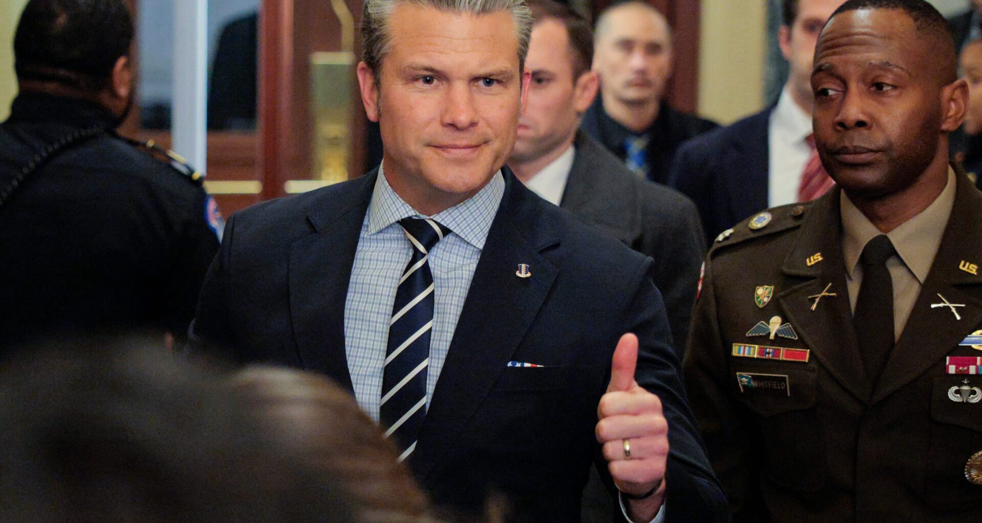 WASHINGTON, DC - JANUARY 05: U.S. Secretary of War Pete Hegseth arrives for a briefing with bicameral congressional leadership at the U.S. Capitol on January 05, 2026 in Washington, DC. The briefing addressed U.S. actions in Venezuela, including the capture of Venezuela’s Nicolas Maduro and his wife, Cilia Flores. (Photo by Chip Somodevilla/Getty Images)