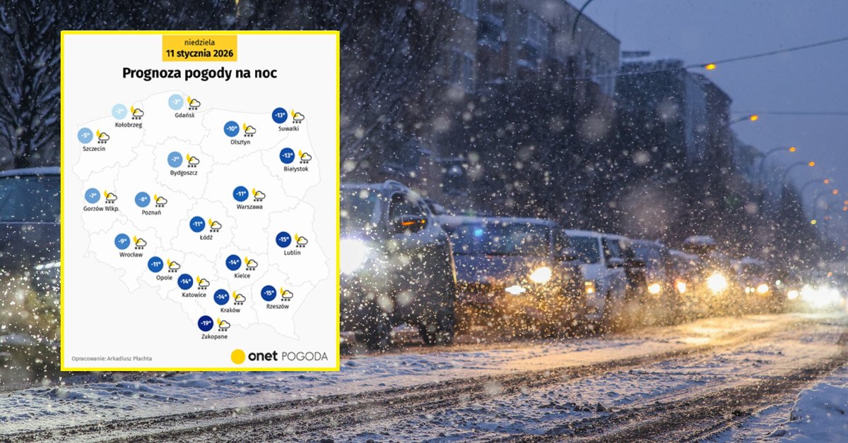 Noc z dwucyfrowym mrozem i w całej Polsce ze śniegiem