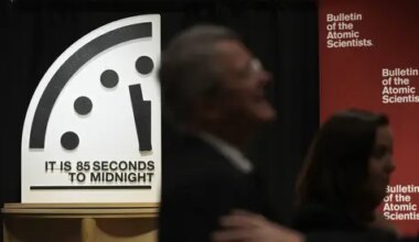 Doomsday Clock moves to 85 seconds to midnight over threats from nuclear weapons, cli