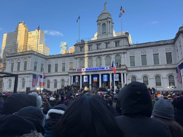 New Yorkers gathered in a first of its kind inauguration open to the general public [Andy Hirschfeld]