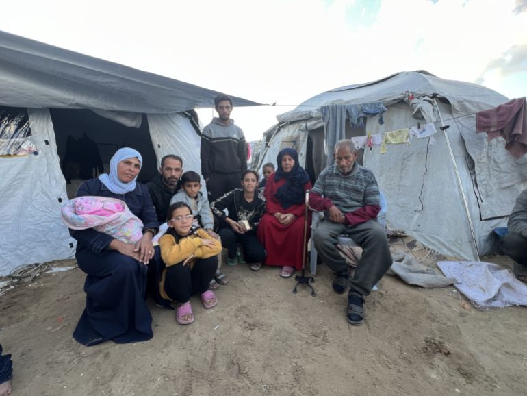 Abu Amr family, from Beit Lahia displaced in a makeshift tent in Gaza City