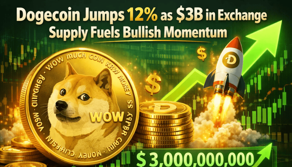 Dogecoin Jumps 12% as $3B in Exchange Supply Fuels Bullish Momentum