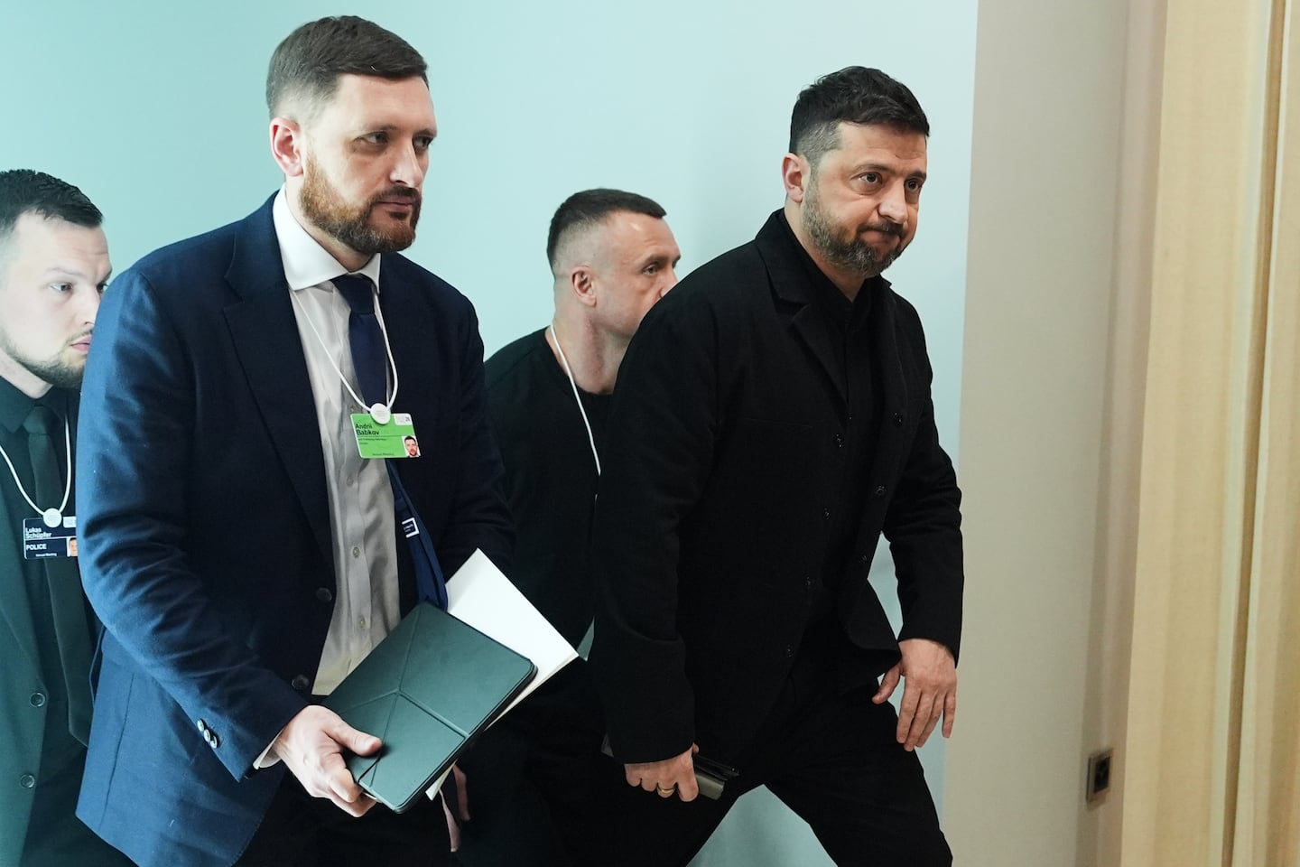 Ukraine's President Volodymyr Zelensky arrives for a meeting on the sidelines of the Annual Meeting of the World Economic Forum in Davos, Switzerland.