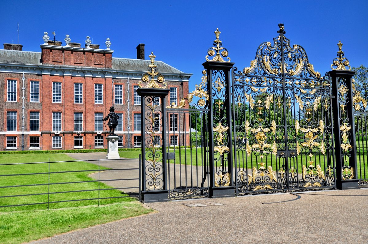 London, England, UK – May 17, 2018: The Orangery closed off by an ornate gate, is an elegant restaurant for afternoon tea.