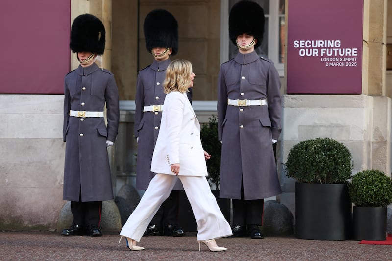 Giorgia Meloni arriving at a European leaders' summit in London last March. Photograph: Toby Melville/PA Wire 
