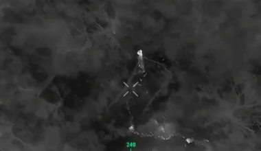 The SOWA FM drone unit of the 81st Airmobile Brigade scored an accurate hit on a Russian soldier with a drone dropped grenade. Published 1/1/2026.