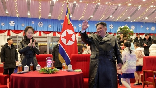 North Korean leader Kim Jong Un and his daughter Kim Ju Ae attend an event to celebrate the New Year, in Pyongyang, North Korea.(via REUTERS)