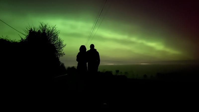 Green light covers the sky near Narraghmore, Co Kildare. Photograph: Kelly Hamilton 
