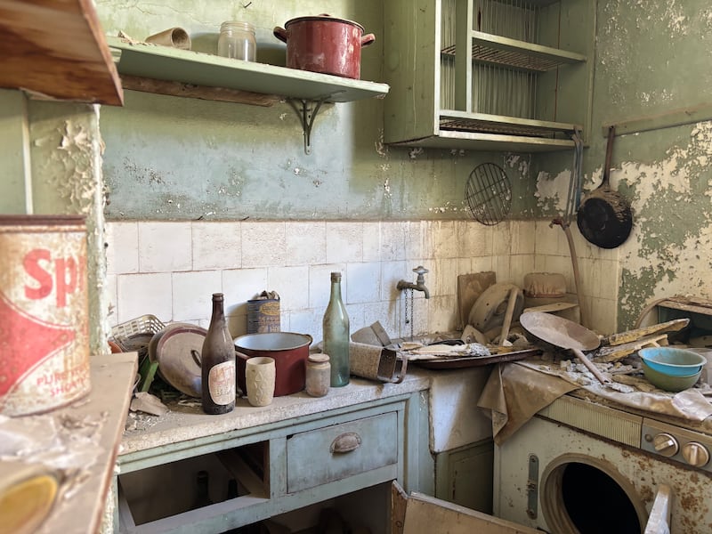 An apartment kitchen in Nicosia, Cyprus, which was abandoned during the 1974 conflict and is now frozen in time in a demilitarised buffer zone controlled by UN peacekeepers. Photograph: Jack Power