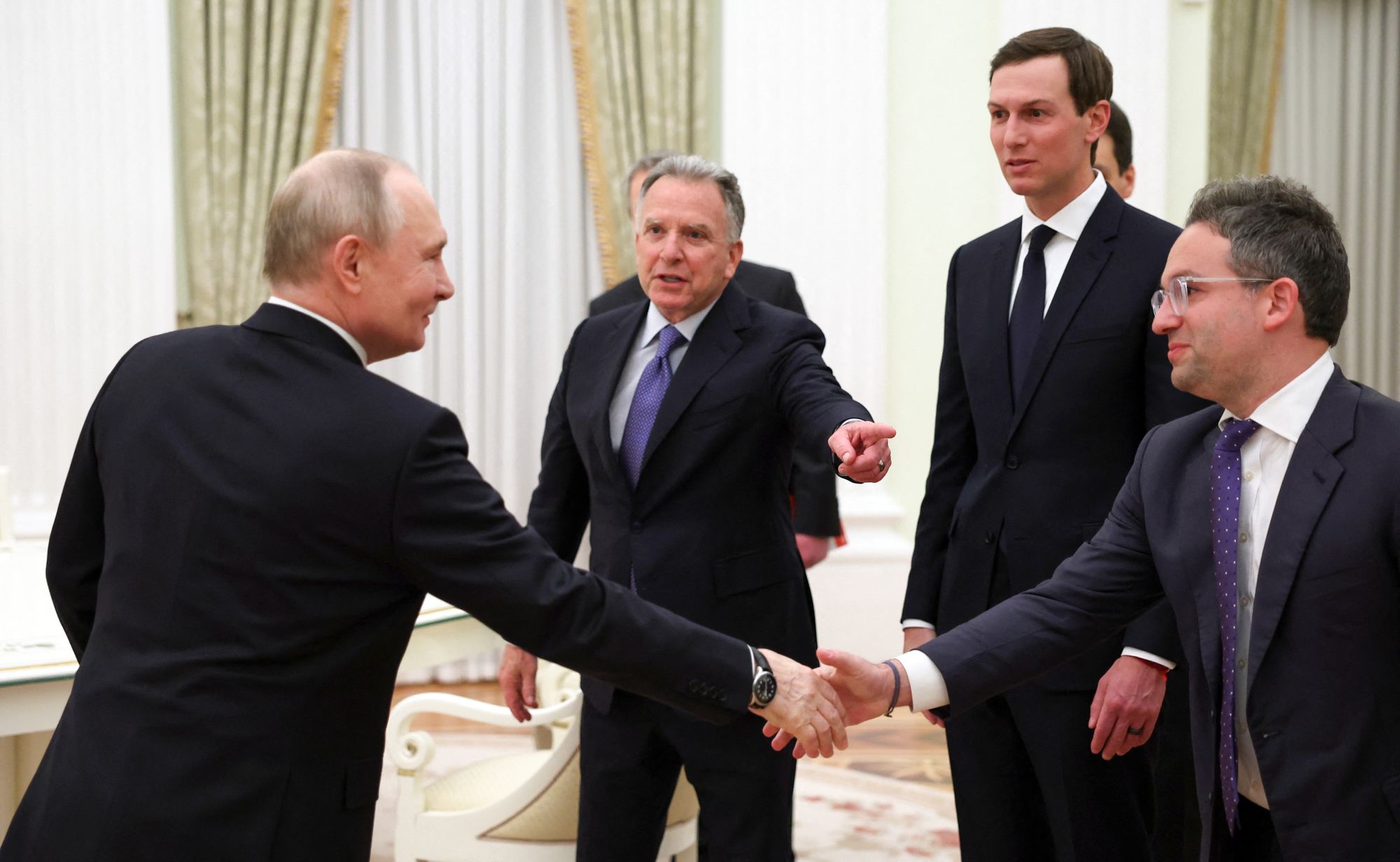 Vladimir Putin welcomes US special envoy Steve Witkoff and US president Donald Trump’s son-in-law Jared Kushner