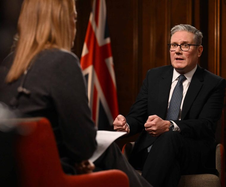 For use in UK, Ireland or Benelux countries only Undated BBC handout photo of Prime Minister Sir Keir Starmer being interviewed by Laura Kuenssberg for the BBC1 current affairs programme, Sunday with Laura Kuenssberg. Issue date: Sunday January 4, 2026. PA Photo. Photo credit should read: Jeff Overs/BBC/PA Wire NOTE TO EDITORS: Not for use more than 21 days after issue. You may use this picture without charge only for the purpose of publicising or reporting on current BBC programming, personnel or other BBC output or activity within 21 days of issue. Any use after that time MUST be cleared through BBC Picture Publicity. Please credit the image to the BBC and any named photographer or independent programme maker, as described in the caption.