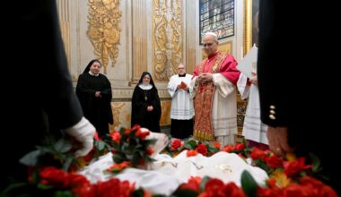 Pope Leo XIV presented with lambs on feast of St. Agnes