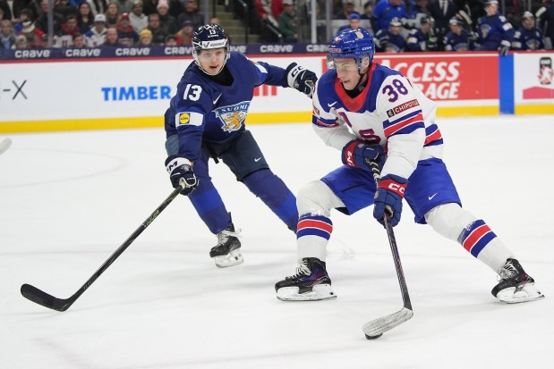 United States forward Kamil Bednarik skates with the puck
