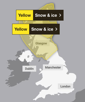 Snow and ice warnings remain in place on Wednesday