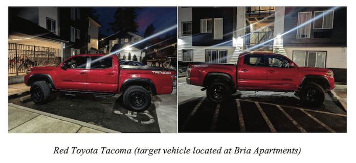 An undercover Border Patrol vehicle was severely damaged on Jan. 8, 2026, when the driver of a red pick-up truck rammed into the sedan multiple times during a traffic stop. (Courtesy image: DOJ)