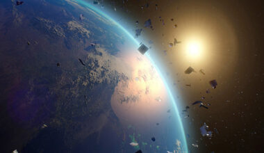 Space debris around planet Earth