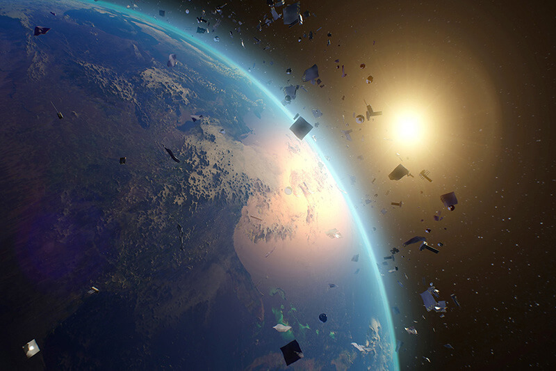 Space debris around planet Earth
